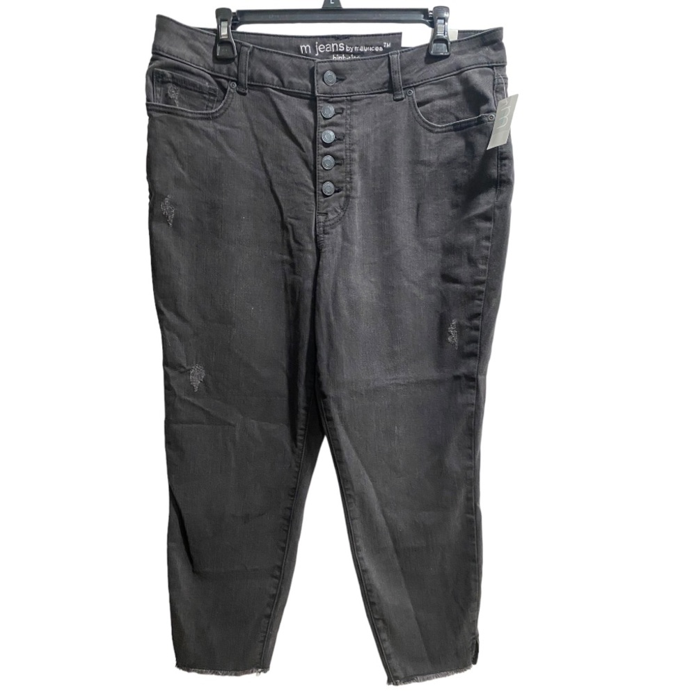 M Jeans by Maurice’s High-Rise Cool Comfort Crop Distressed size 16 NWT Black